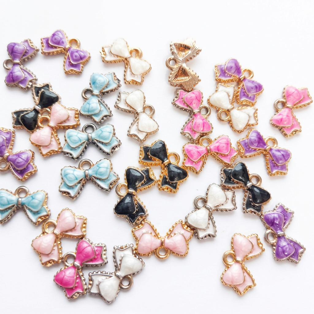 Bow charm close-up with white background