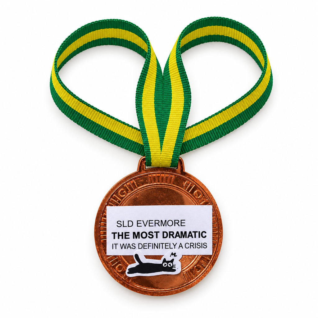 Bronze The Most Dramatic medal with cat