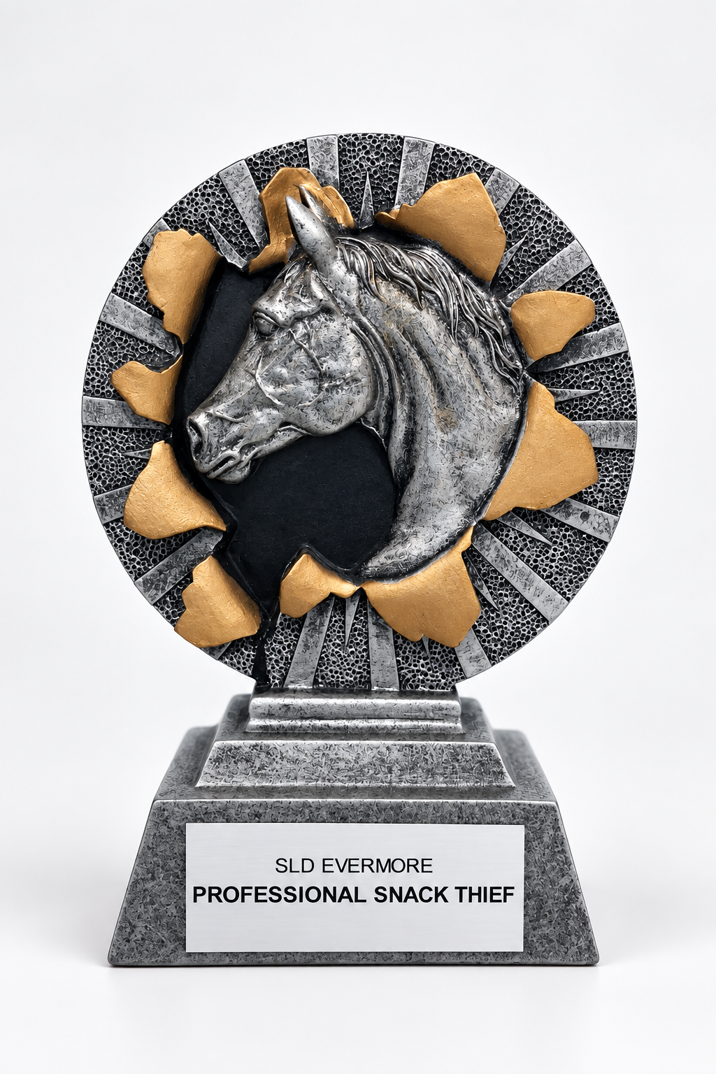 Horse head trophy, Professional Snack Thief