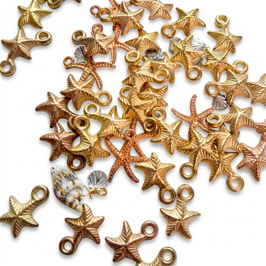 Starfish and shell charm close-up clean-up